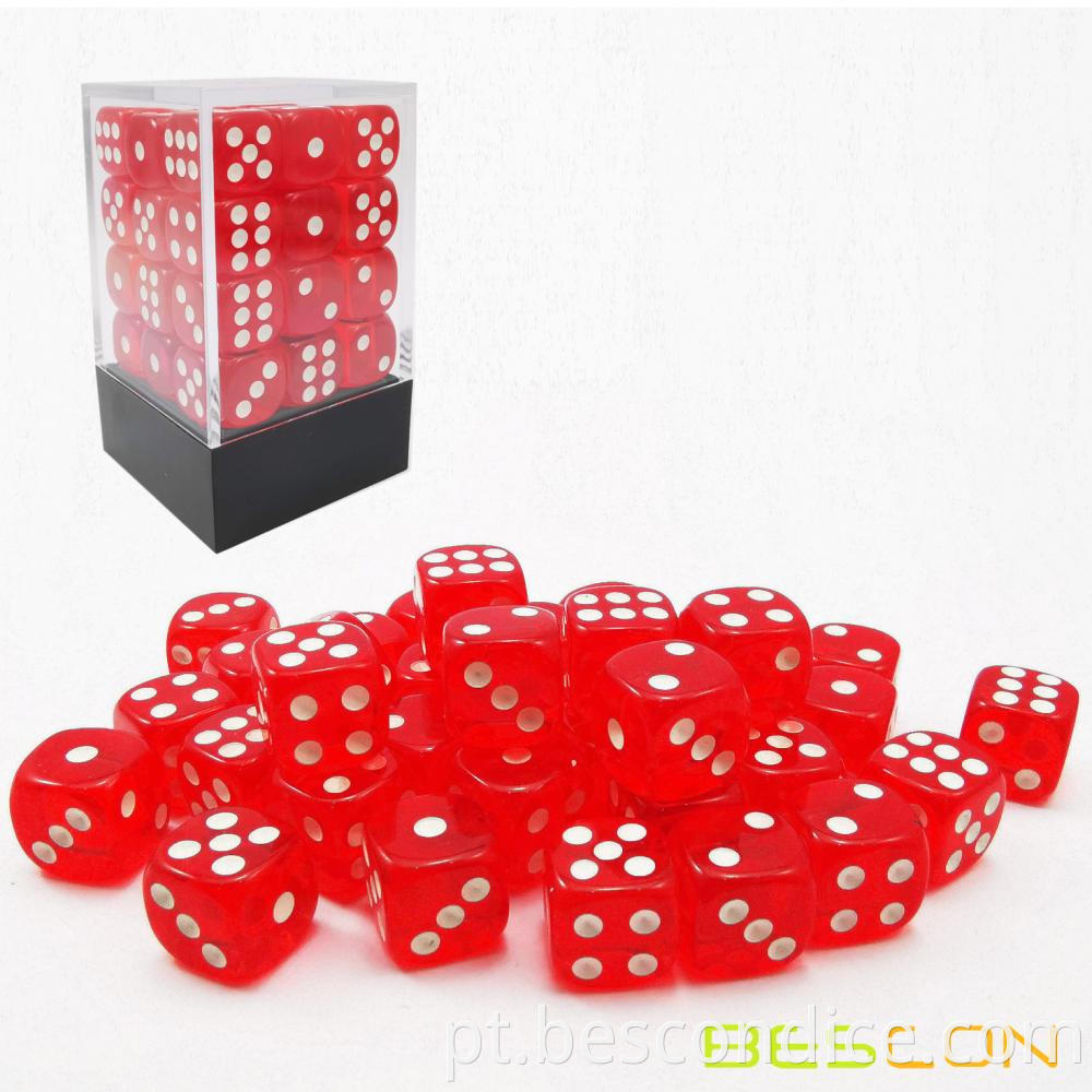 Pipped 12mm Small Card Game Dice Translucent Red 2